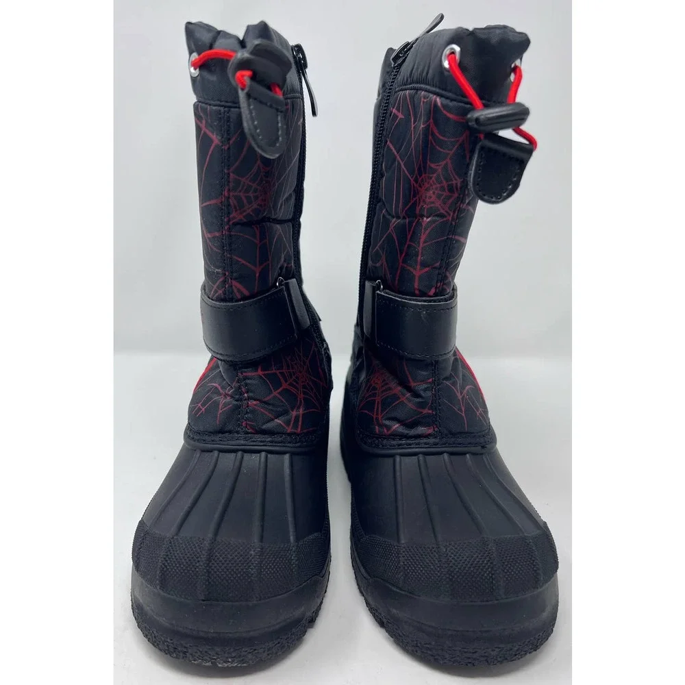 Dream Pairs Kamick‎ Boys Black Red Spider Web Boots Fur Inside Size 13